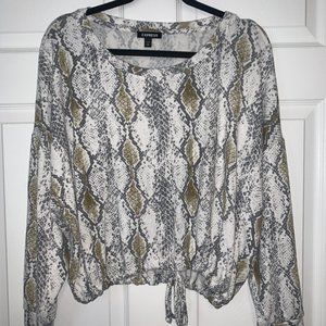 Long sleeve snake skin print top
